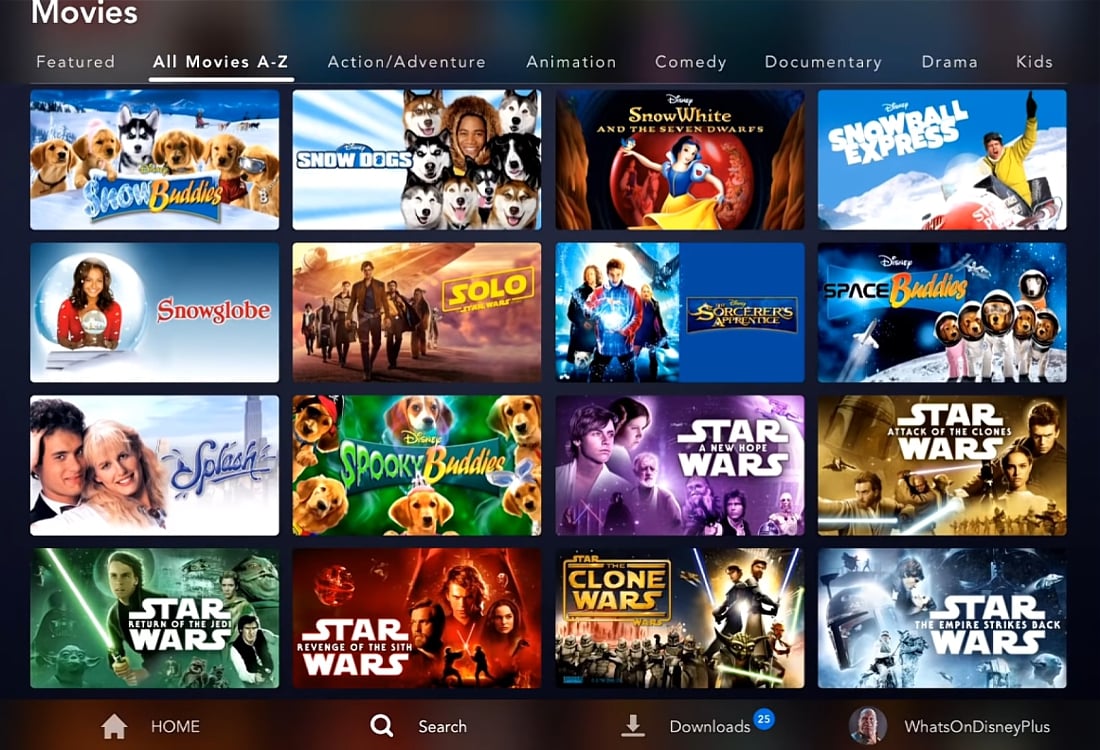 Abecední katalog filmů Disney+