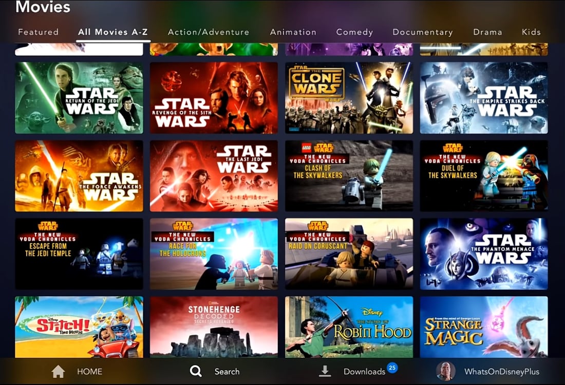 Abecední katalog filmů Disney+