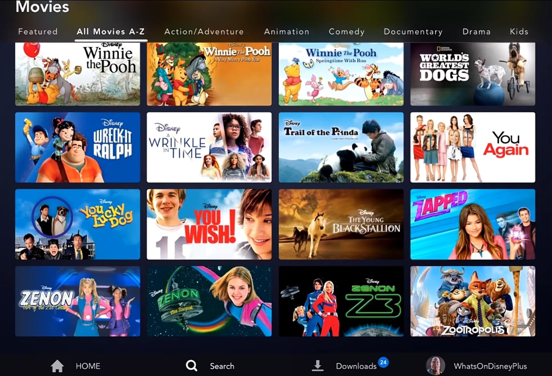 Abecední katalog filmů Disney+