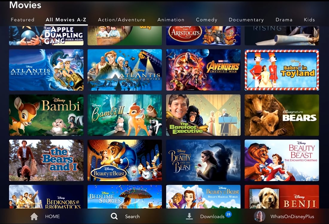 Abecední katalog filmů Disney+