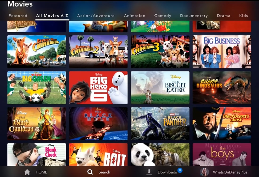 Abecední katalog filmů Disney+