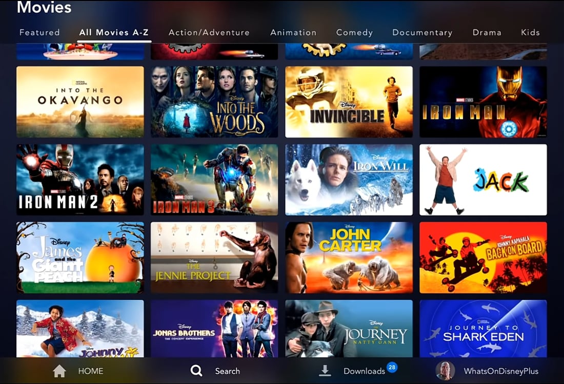 Abecední katalog filmů Disney+