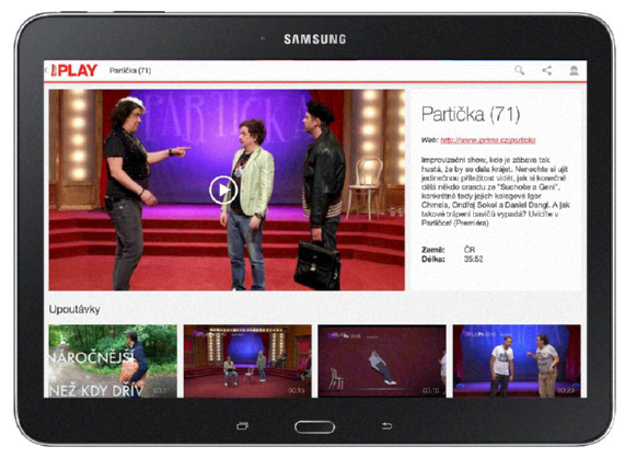 Nová podoba aplikace Prima Play pro tablety Samsung