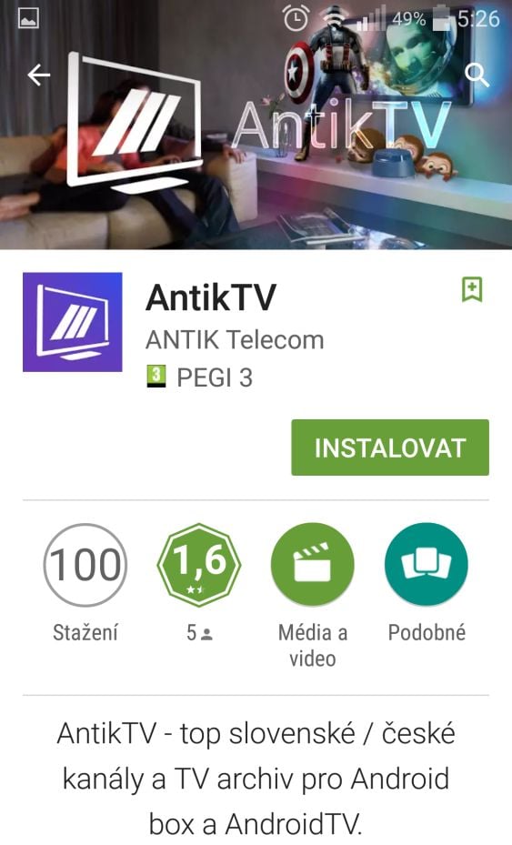 AntikTV - aplikace pro Android