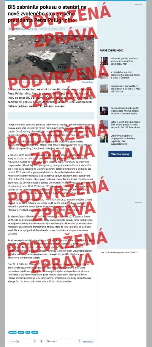 Falešná zpráva na webu České noviny v mezipaměti vyhledávače Bing
