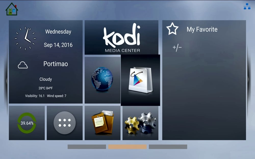 Start, různá hlavní menu a ukázky aplikací