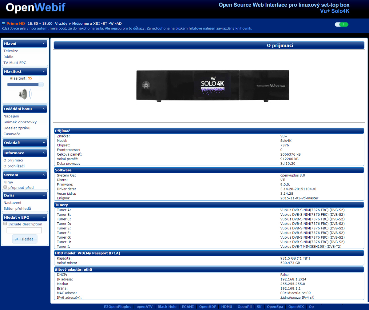 Ultra HD satelitní přijímač Vu+ Solo 4K