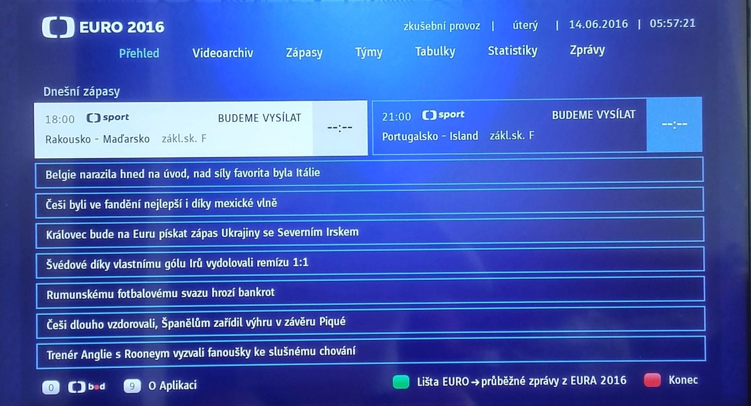 Euro 2016 - HbbTV aplikace ČT