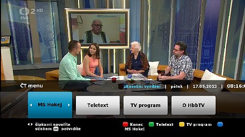 Hybridní vysílání HbbTV už nabízí i program ČT 2 HD