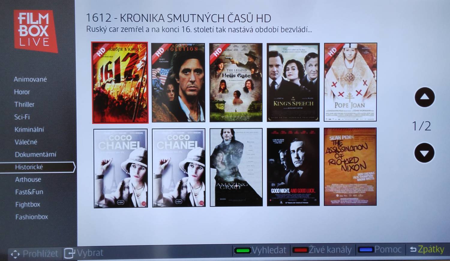 Již otevřený, plně funkční Filmbox Live. Stejně jako u Voyo i zde se ale projevovala nechuť spolupracovat s routerem, byť jen přes Wi-Fi.