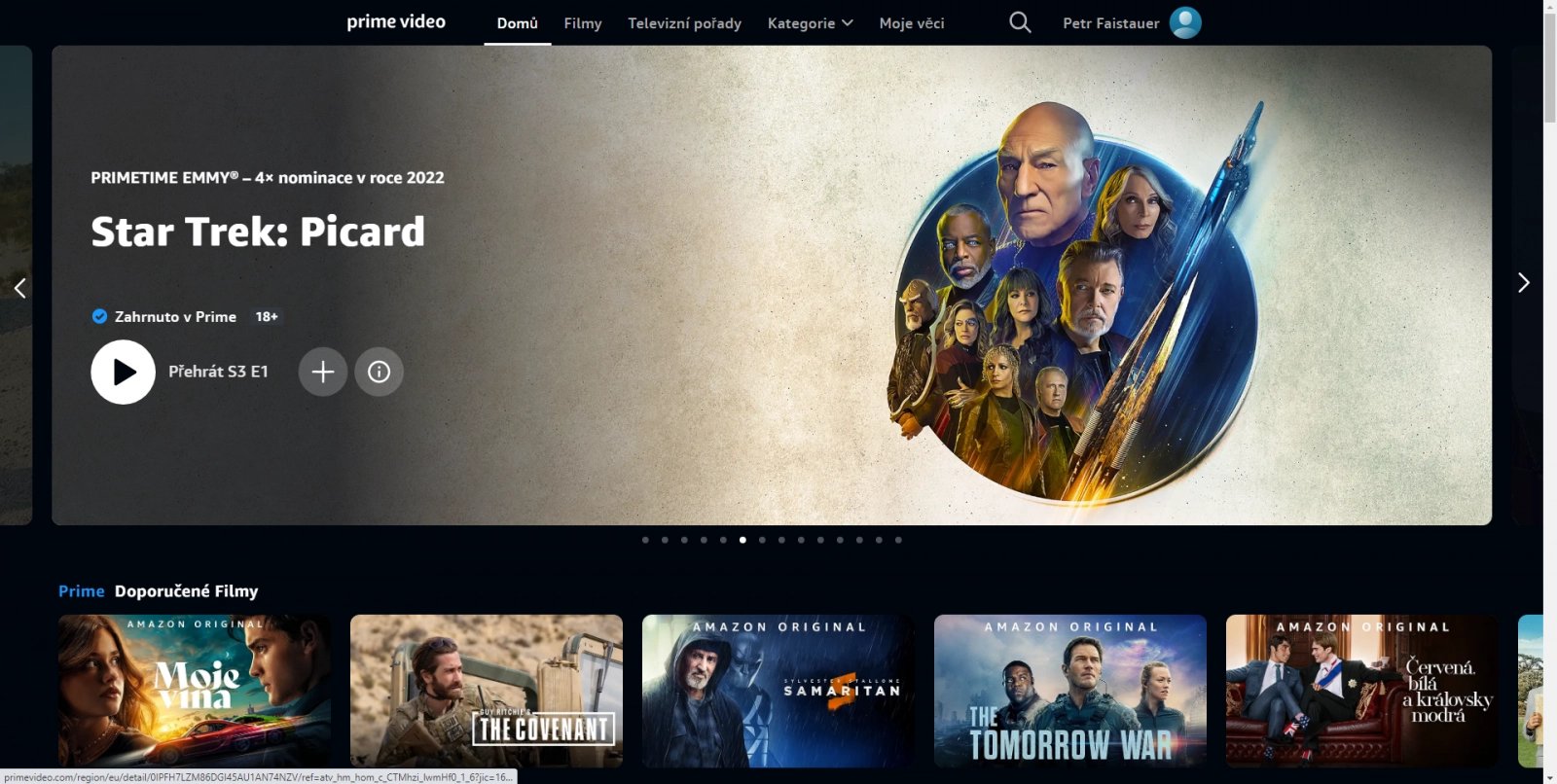 Uživatelské prostředí Amazon Prime Video
