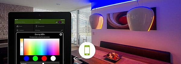 Stmívač navržený speciálně pro Loxone Air dovoluje i vytvoření sofistikovaných barevných scén, které můžete – stejně jako vše ostatní – ovládat přes aplikaci v mobilu.