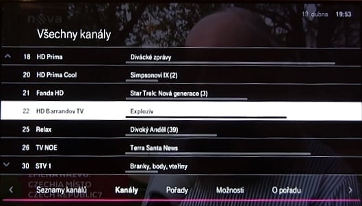 Uživatelské prostředí T-Mobile TV  –  sledování programů + EPG