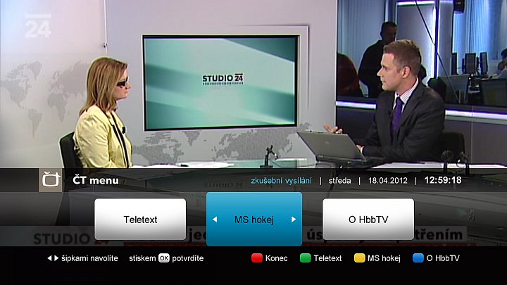 Česká televize nabízí hybridní vysílání HbbTV