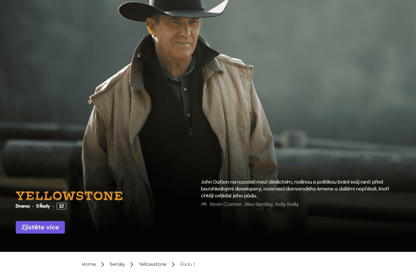 Yellowstone ve SkyShowtime - česká karta