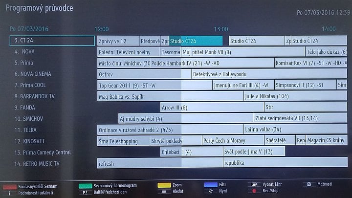 Klasický náhled na programovou nabídku.