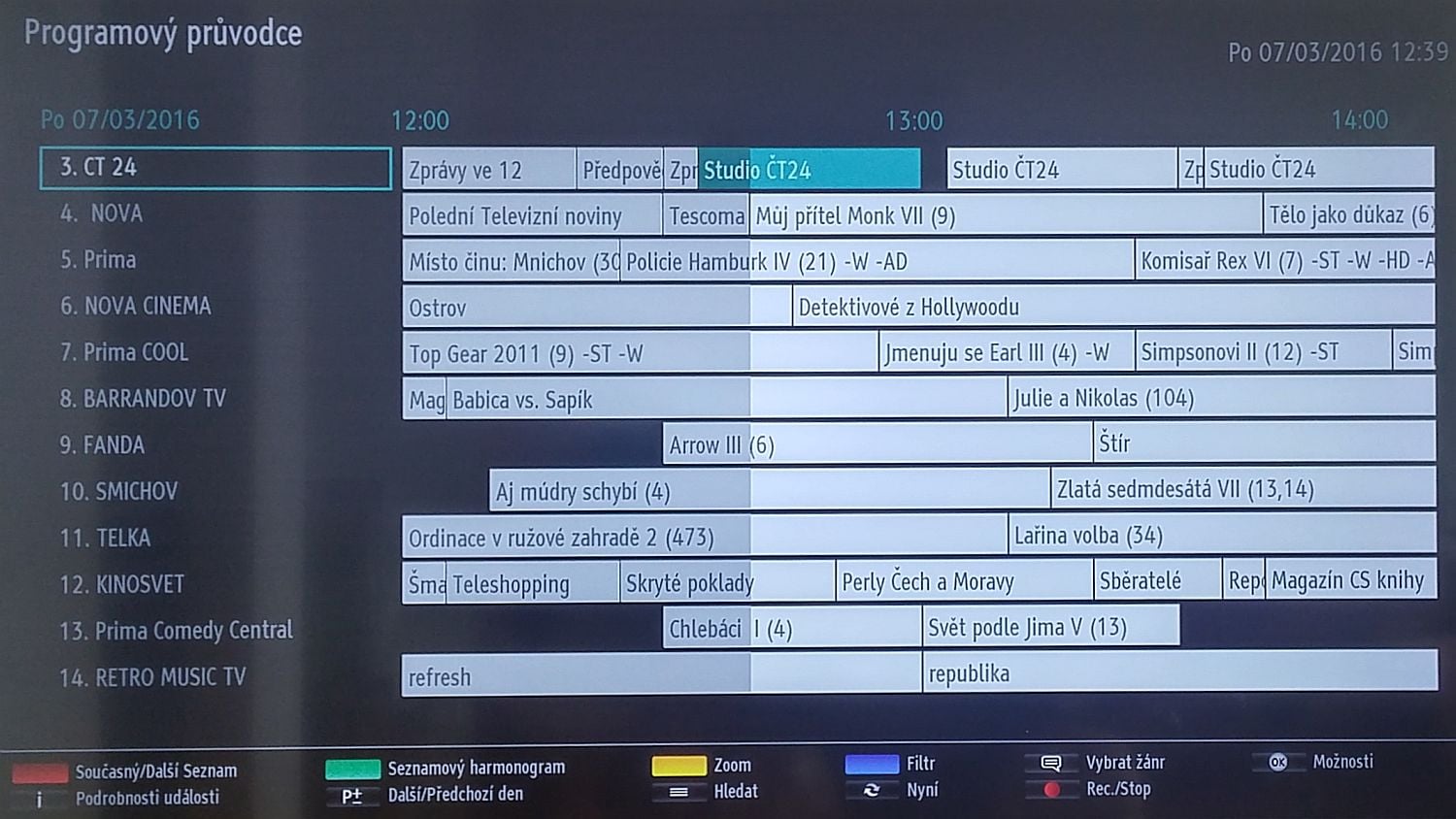 Klasický náhled na programovou nabídku.