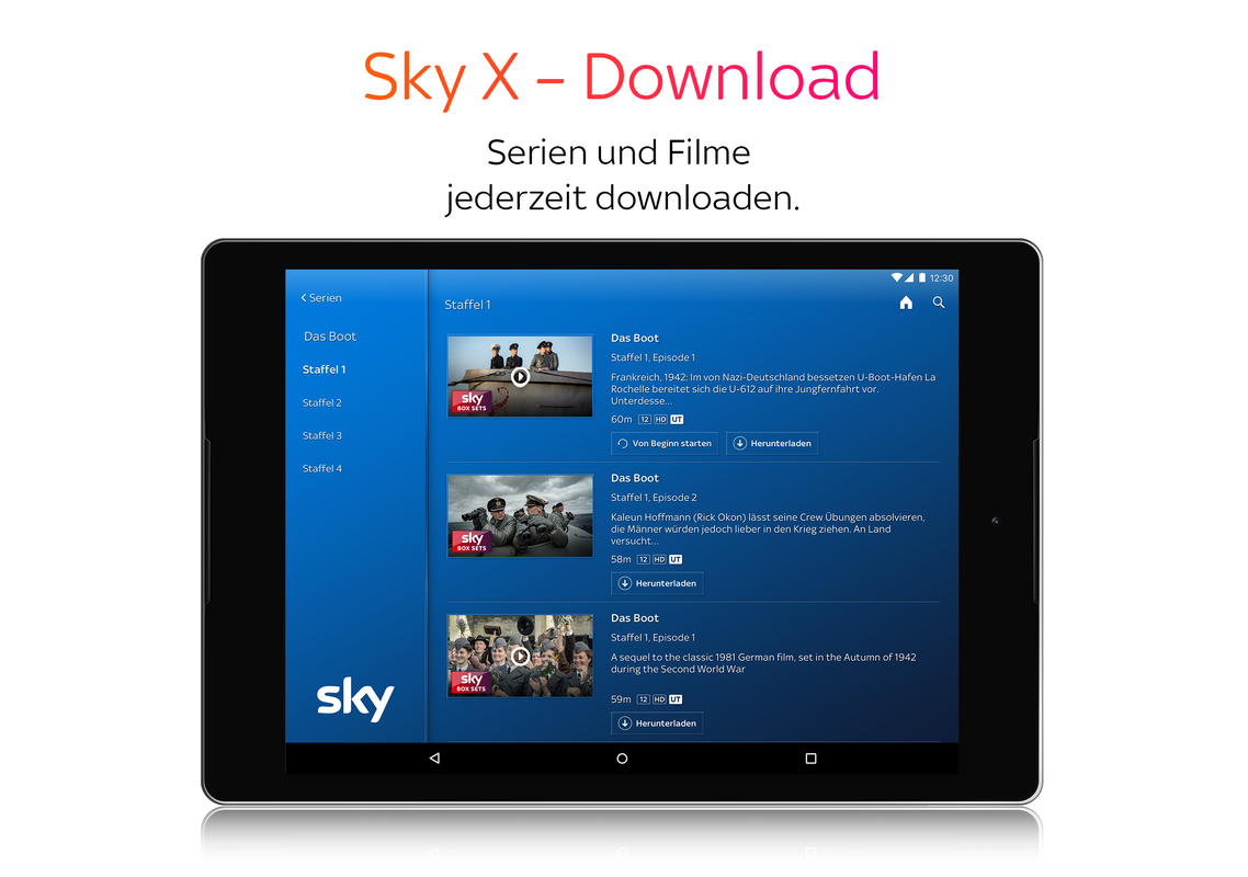 Aplikace Sky X na různých zařízeních