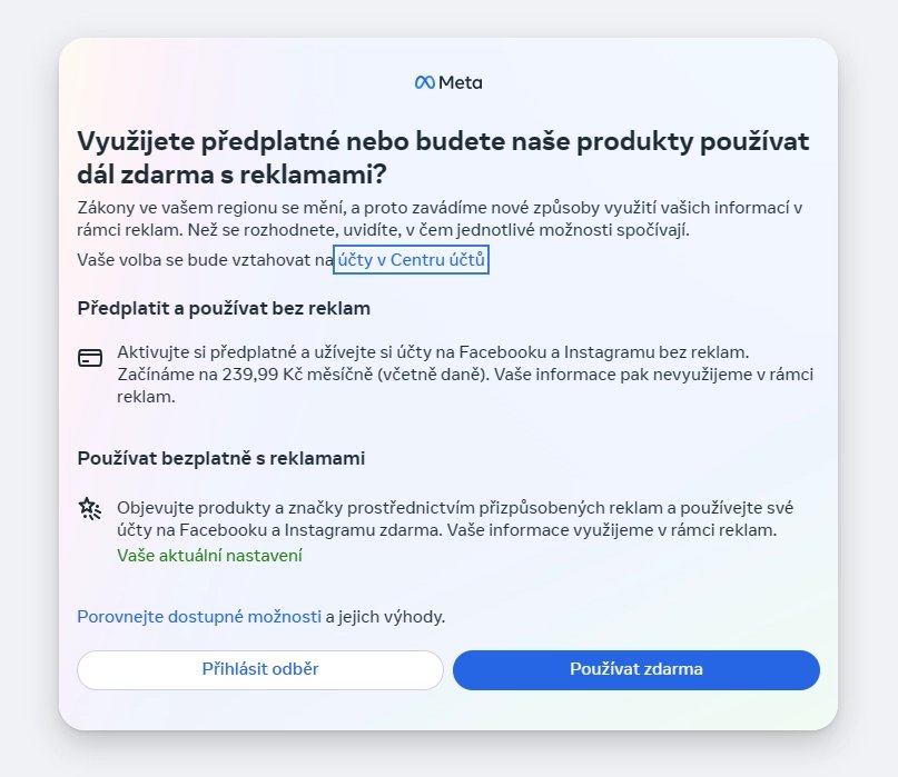 Placený Facebook a Instagram bez reklam