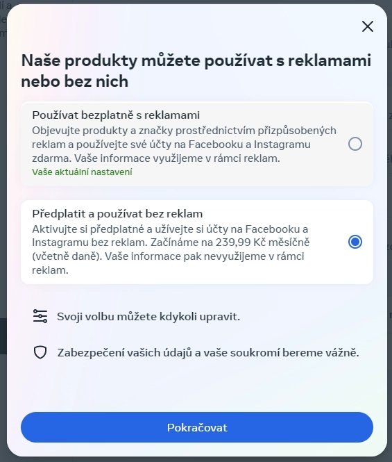 Placený Facebook a Instagram bez reklam