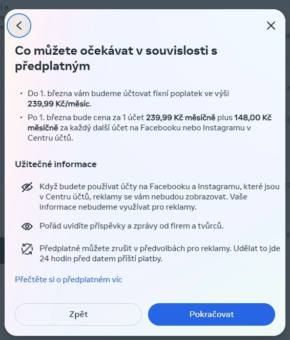 Placený Facebook a Instagram bez reklam