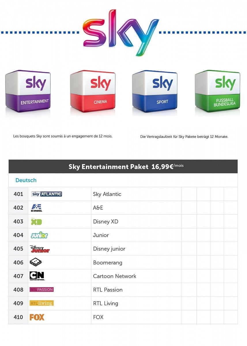 Příplatková nabídka SKY Deutschland