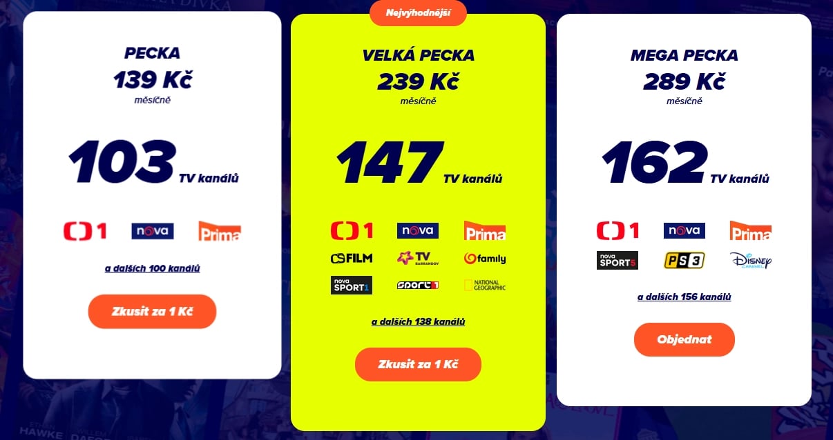 Tarifní nabídka Pecka.TV