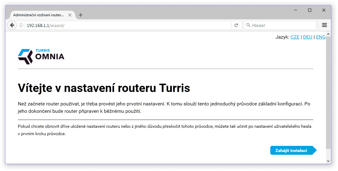 Turris Omnia prvotní spuštění