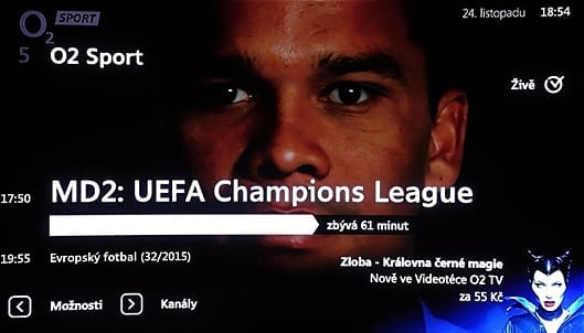 Uživatelské prostředí O2 TV – sledování programů + EPG