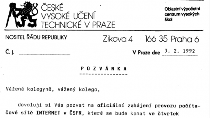 Výročí - připojení ČSFR k internetu - 1992