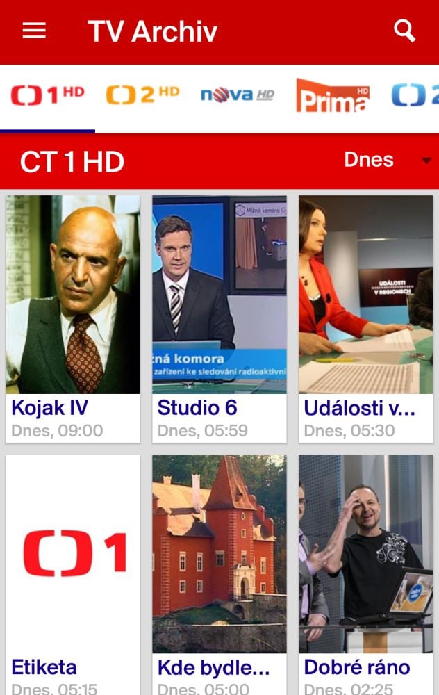 Skylink Live TV 4.1 - menu