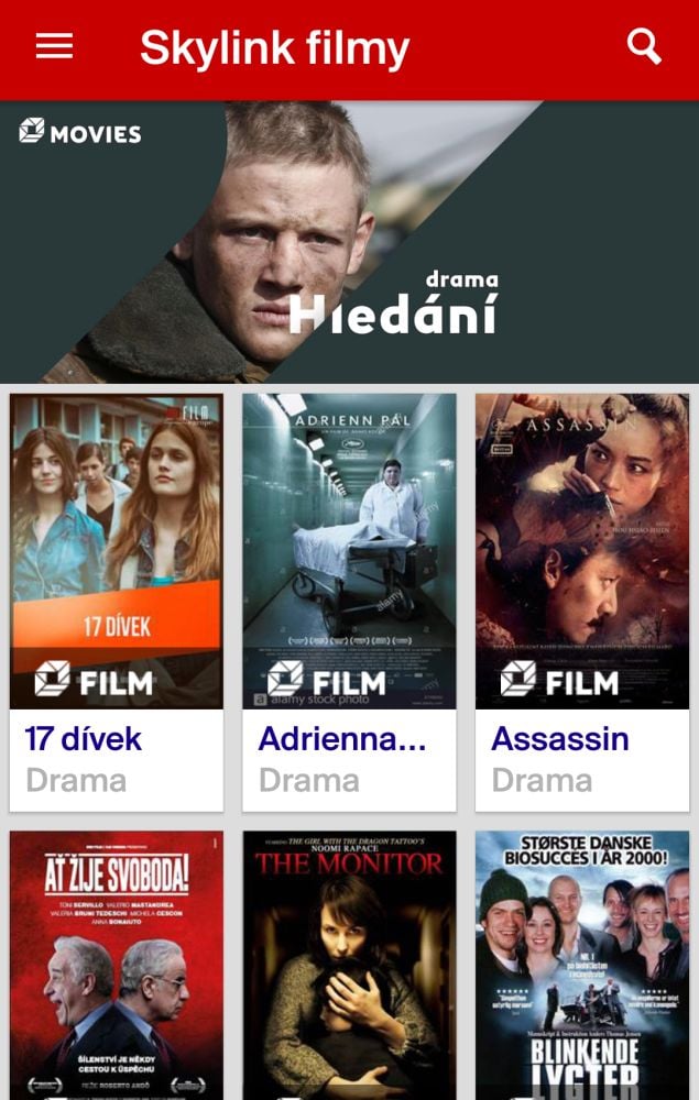 Skylink Live TV 4.1 - menu