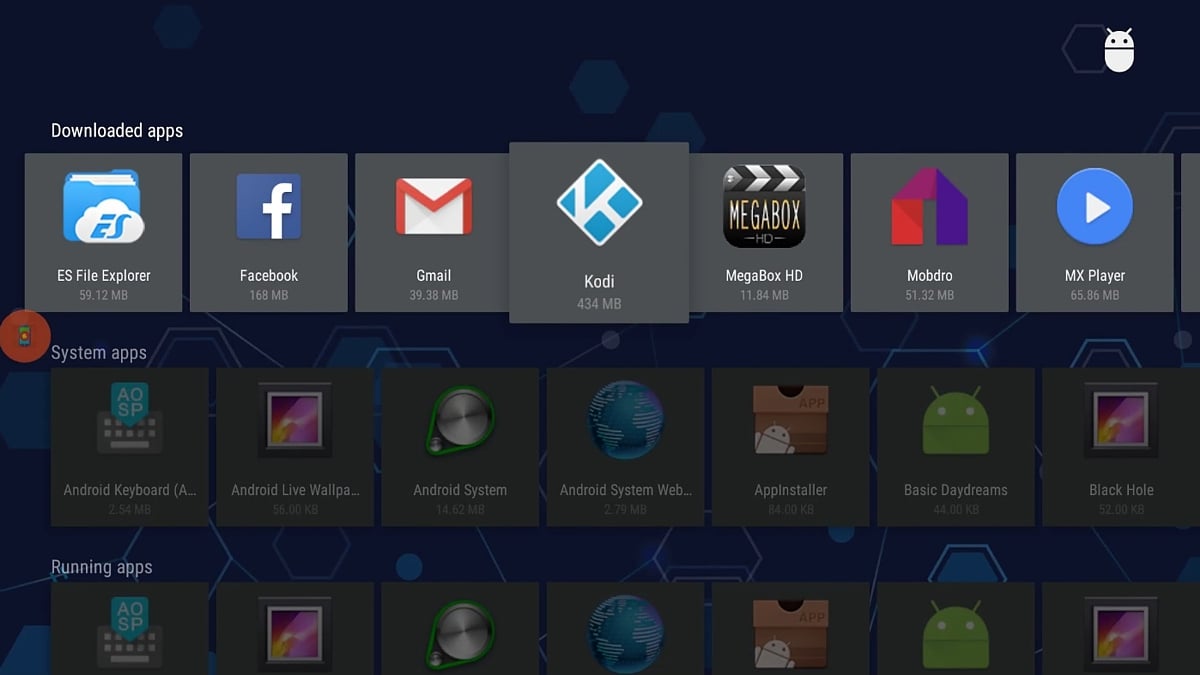 Start, hlavní stránka, menu a alternativní plocha – Android 6