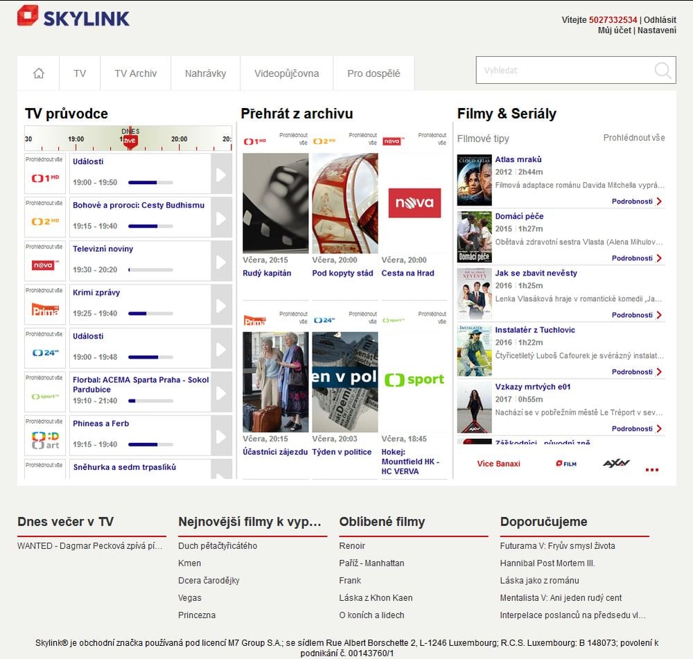 Skylink Live TV - web (PC)