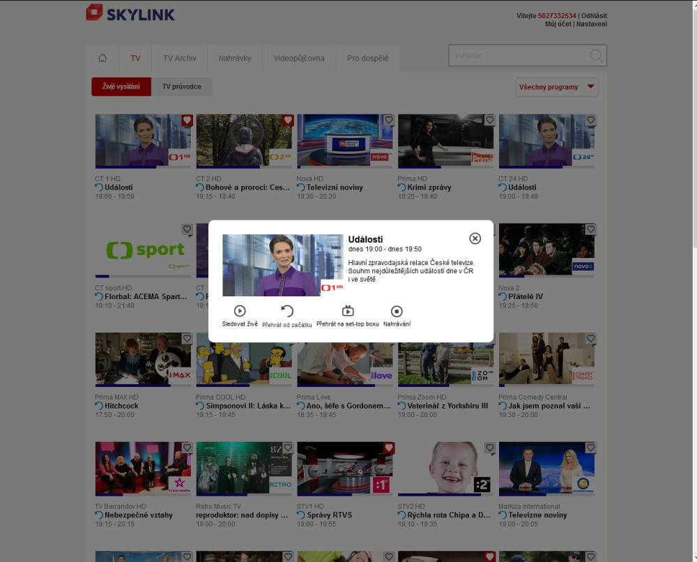 Skylink Live TV - web (PC)