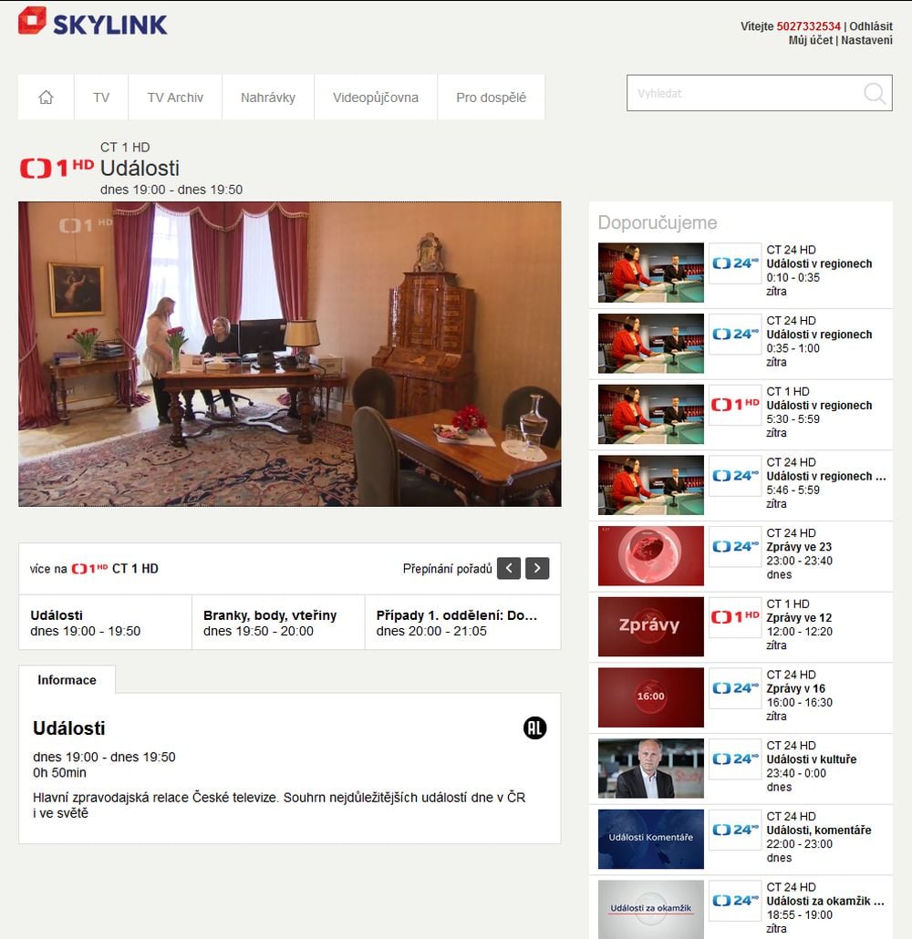 Skylink Live TV - web (PC)