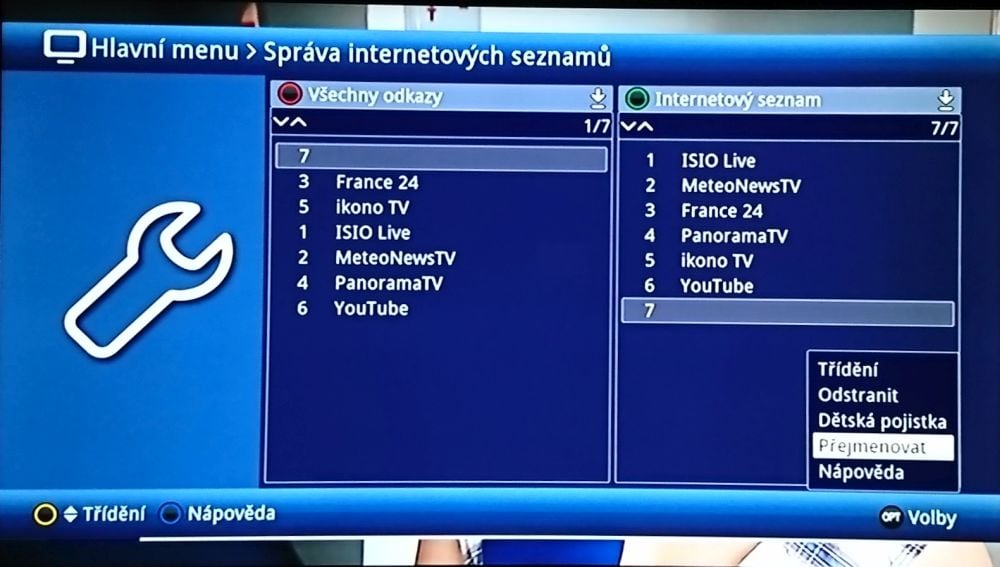 Technisat Digipal Isio HD - menu nastavení