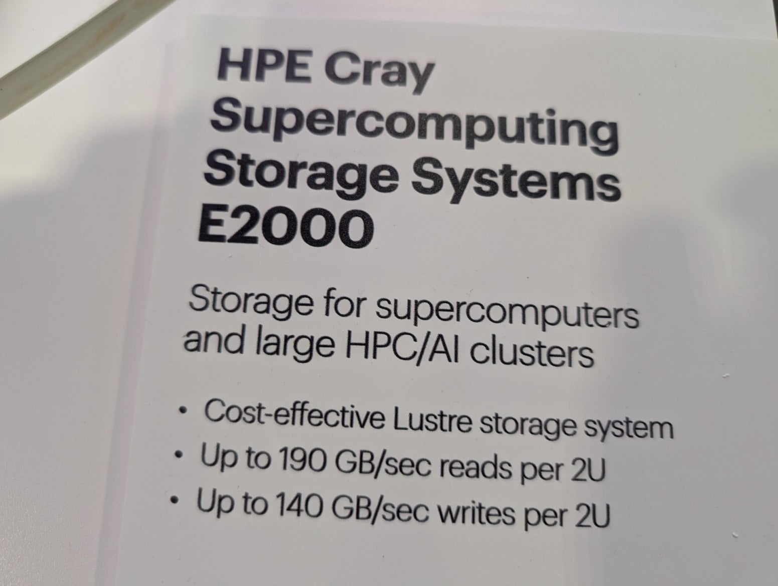 HPE Cray Supercomputing Storage Systems E2000