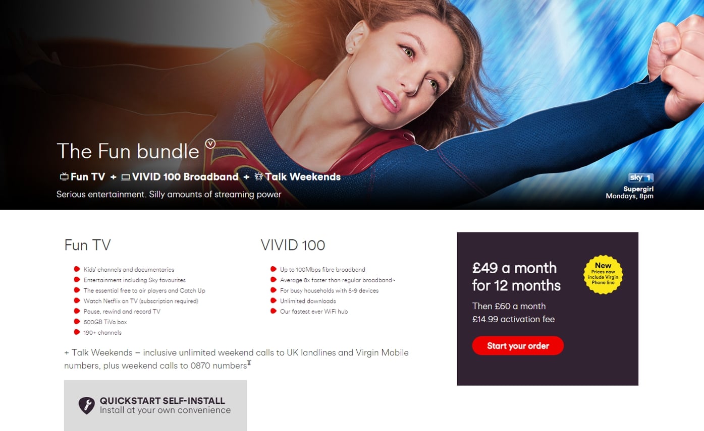 Přehled balíků (bundle) Virgin TV