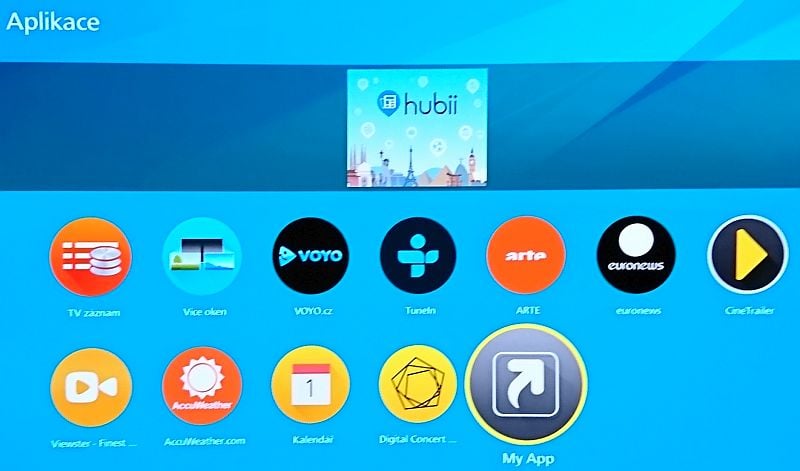 Nové tlačítko My App je k vidění jak na dálkové ovladači, tak v seznamu aplikací. Nedělá ovšem nic jiného, než tradiční APPS. Pokud na něj kliknete uvidíte prakticky totožný obsah, stránka je jen nazvaná jinak. Na místo Aplikace je to My Apps.