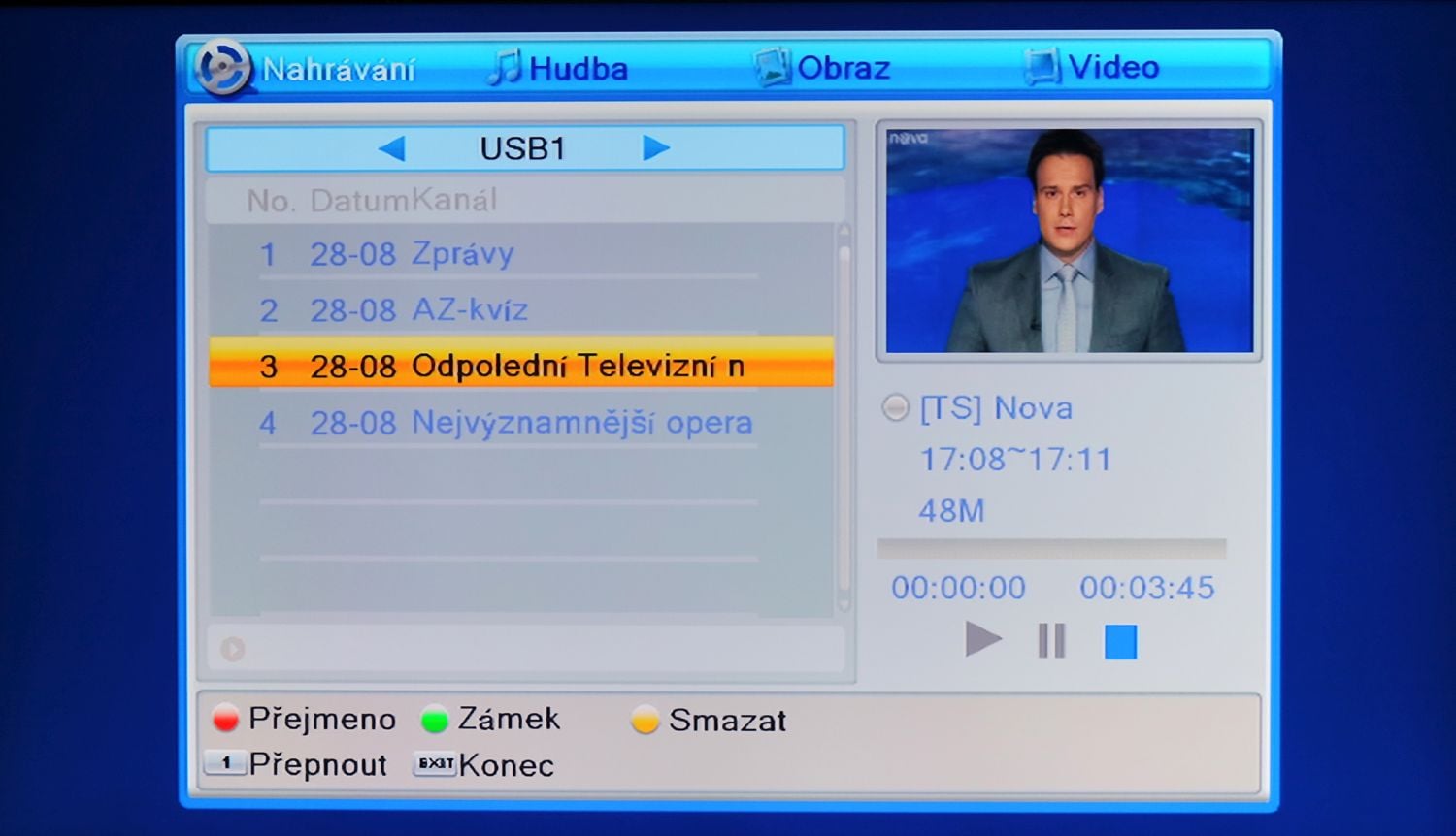 TeleSystem TS6820 T2 HEVC twin - nahrávaní