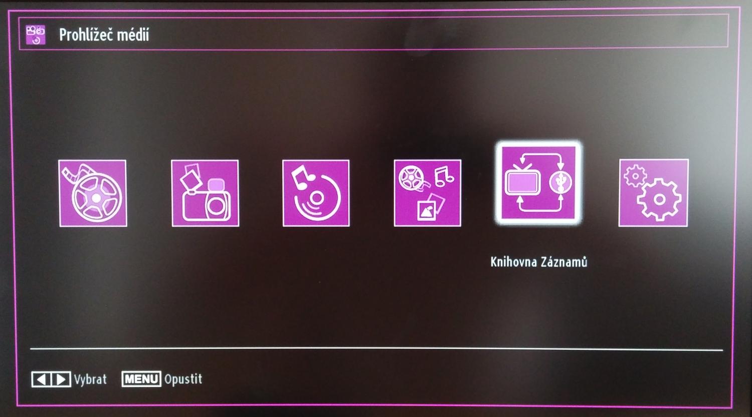 V „Prohlížeči médií“ najdete i knihovnu záznamů.