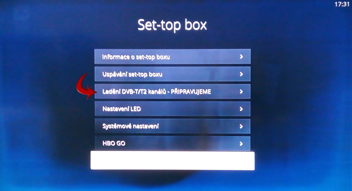 Menu Set-top box