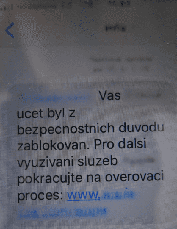 Případ phishingu zaznamenaný českou policií