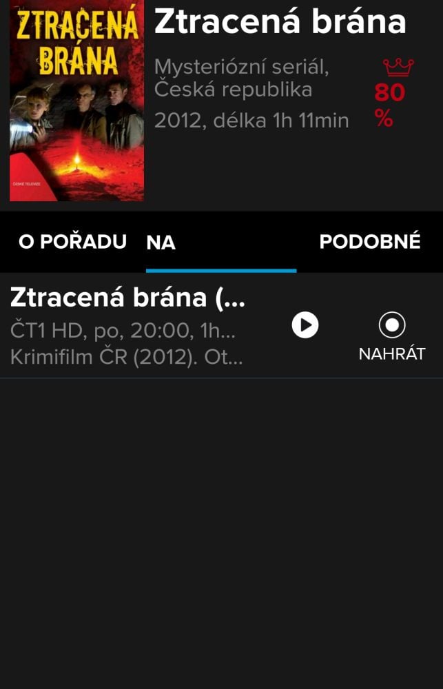 Digi2GO v mobilu, nahrávání
