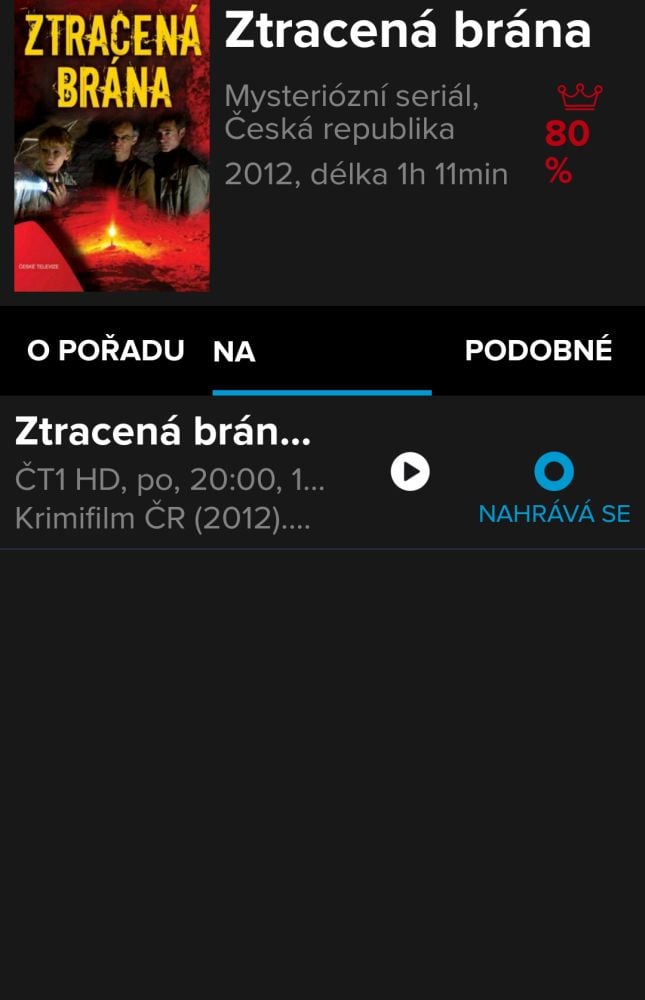 Digi2GO v mobilu, nahrávání