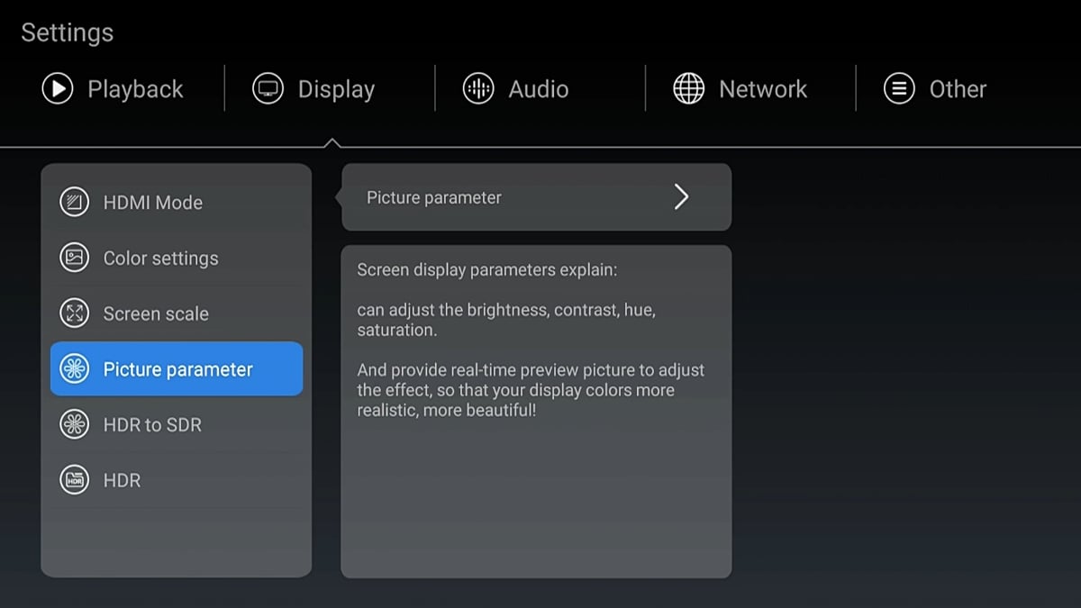 Zidoo Z1000 - nastavení přehrávání, obrazu a zvuku