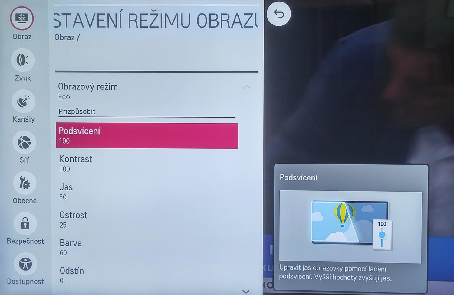 Nastavení obrazu a zvuku