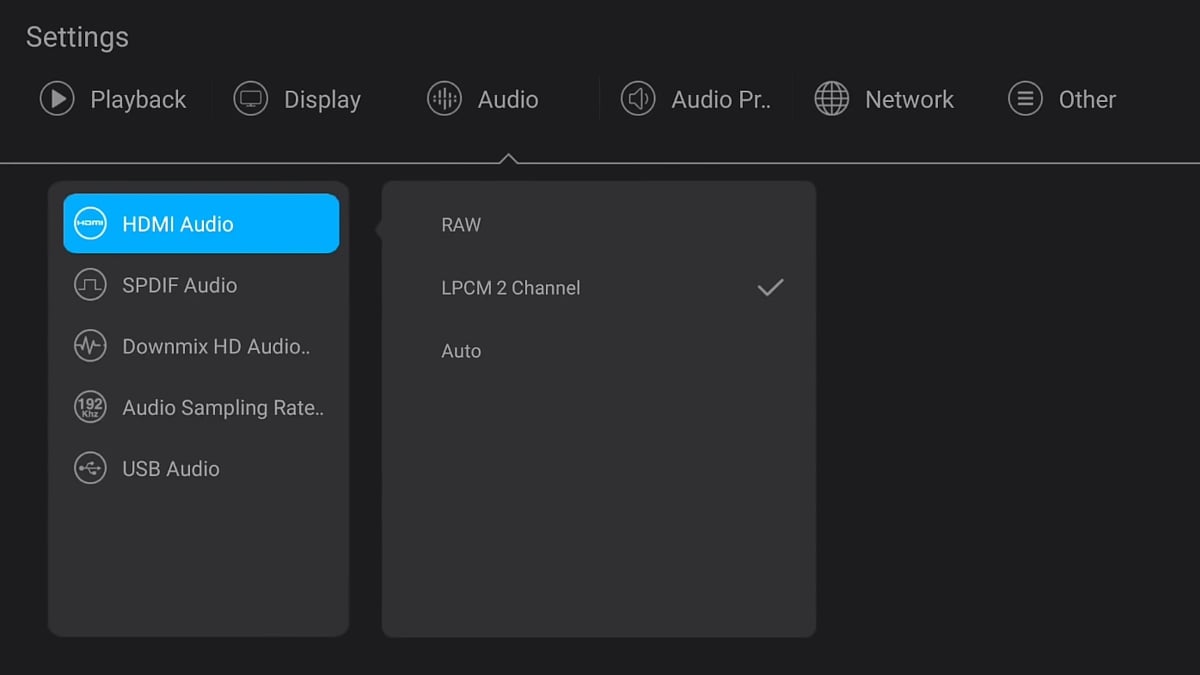 Nastavení audia, DAC čipu a XLR výstupu