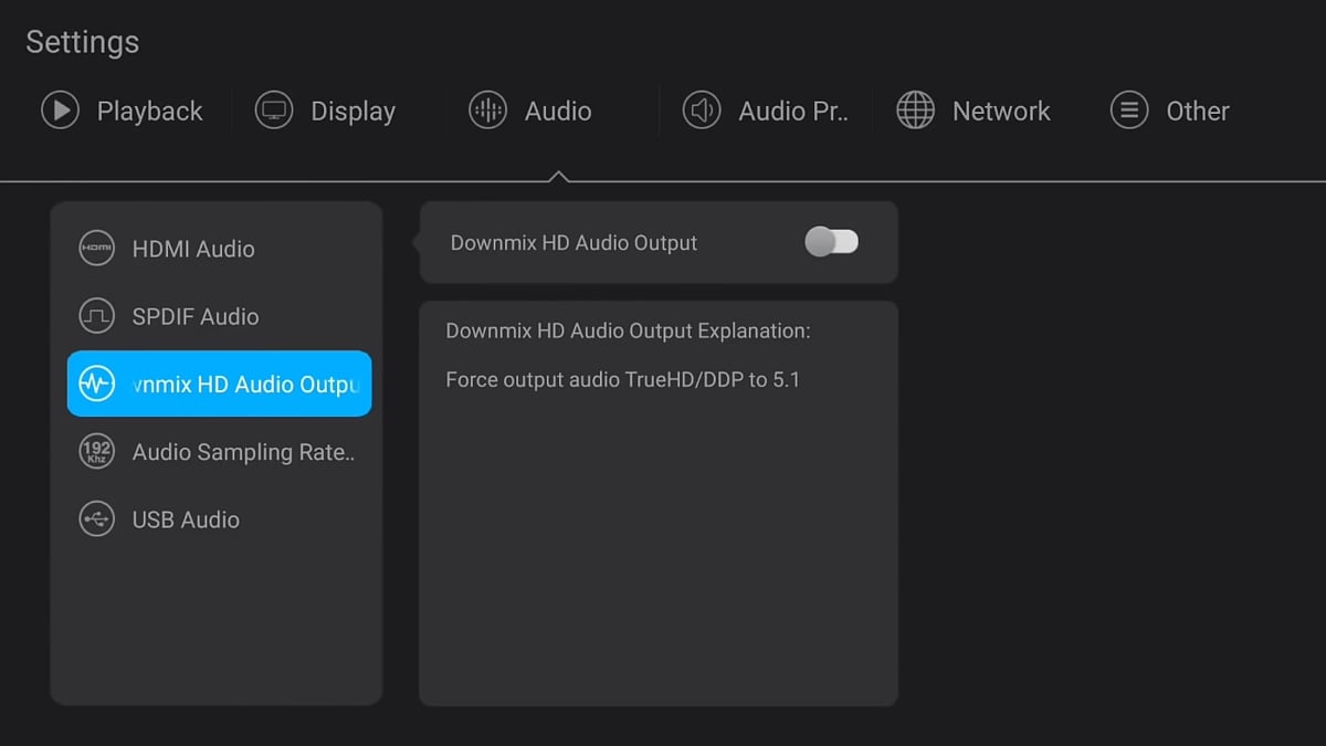 Nastavení audia, DAC čipu a XLR výstupu